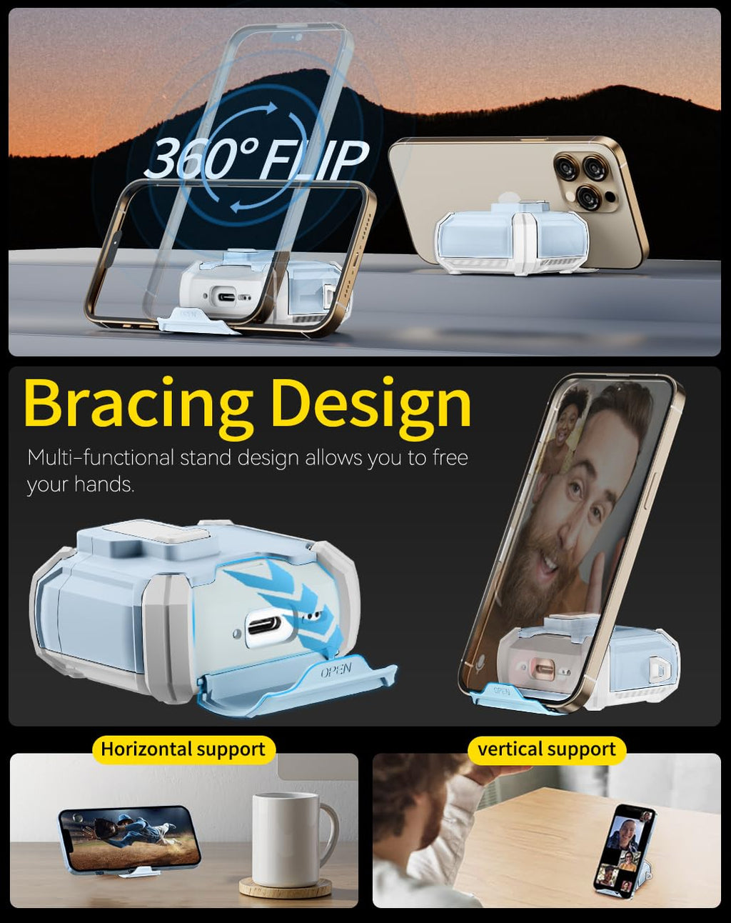 Pohgelan Compatible with AirPods Pro 2nd/1st Case (Blue)