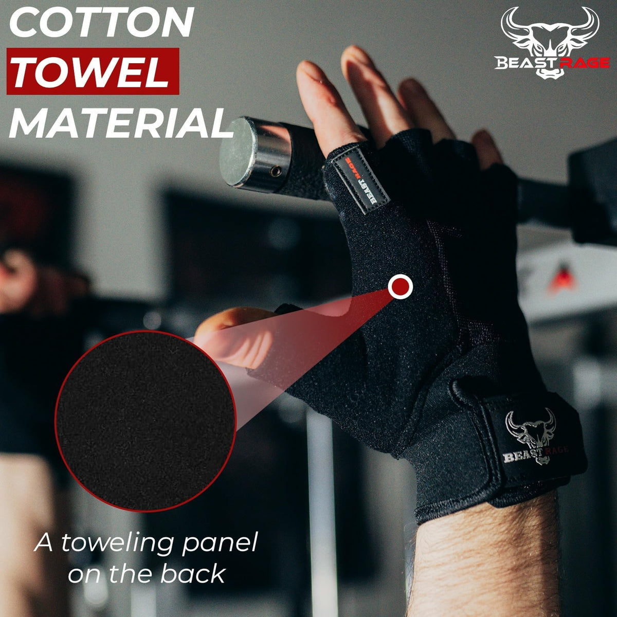 BEAST RAGE Gym Gloves Weight lifting Gloves Training Anti Slip Padded Palm Half Finger Powerlifting Workout Exercise Gloves for Men and Women