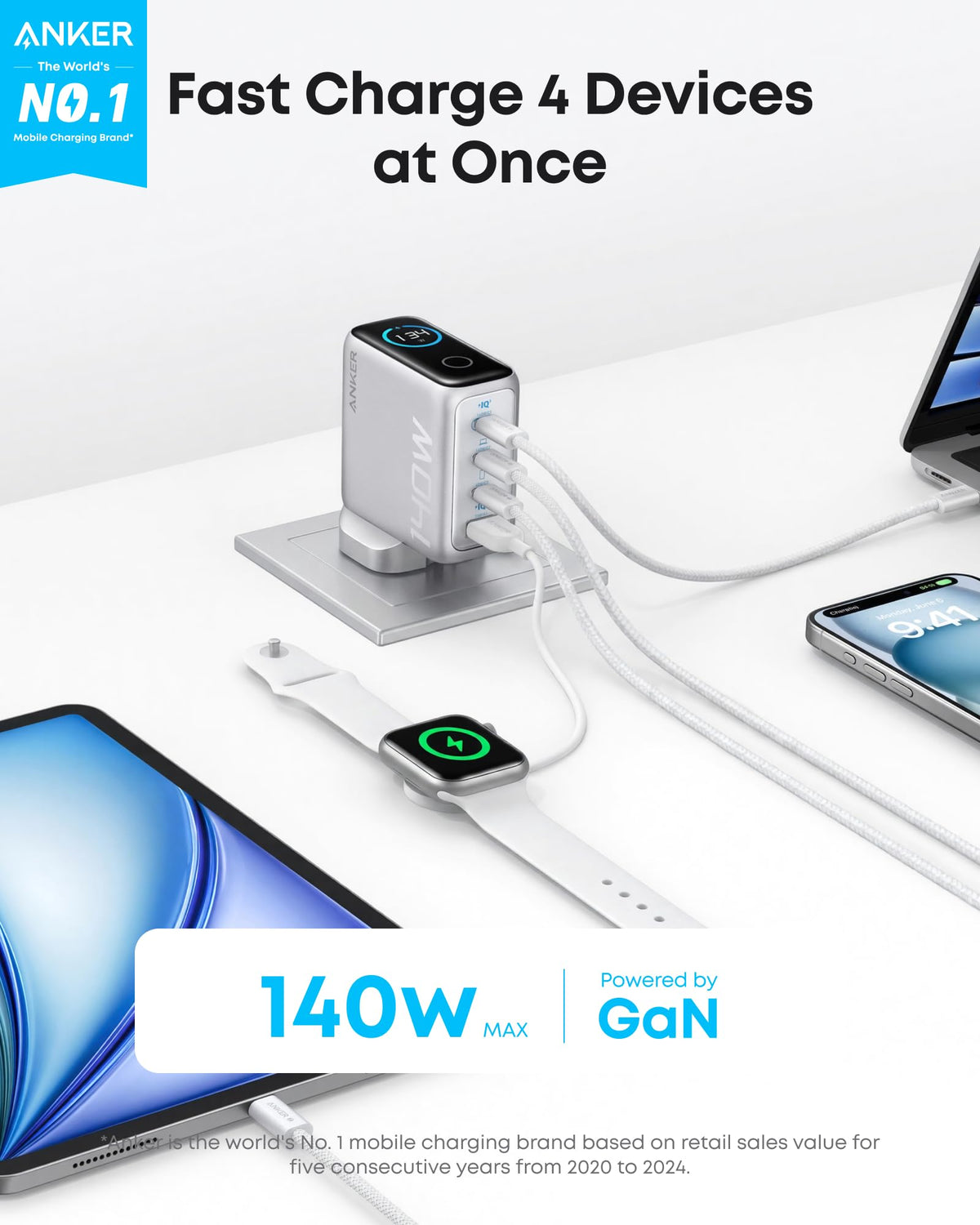 Anker 140W GaN USB C Foldable Plug, Fast Charger for iPhone 18 Pro Max