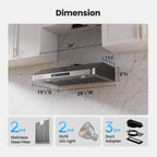 VIKIO HOME 30 Inch Under Cabinet Range Hood, 980CFM Fast Venting Ducted, Kitchen Hood With 3 Speed Gesture Sensing & Touch Control, Stainless Steel Stove Hood With LED Light And 2 Baffle Filters