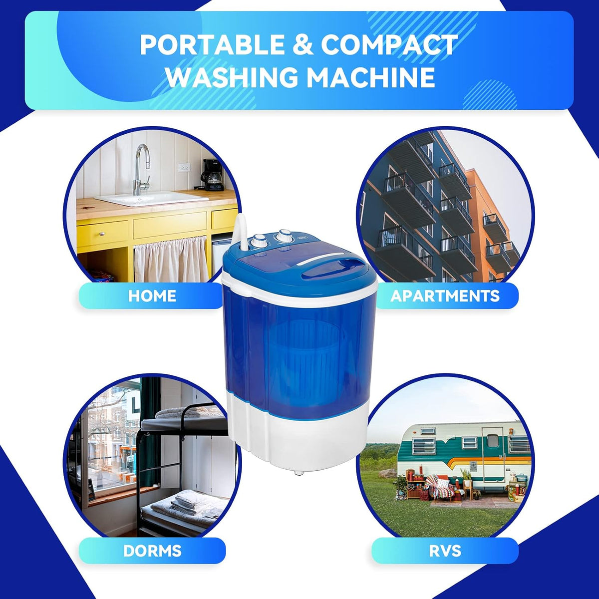 ZENY Portable Mini Washing Machine 8 lbs Washing Capacity,Semi-Automatic