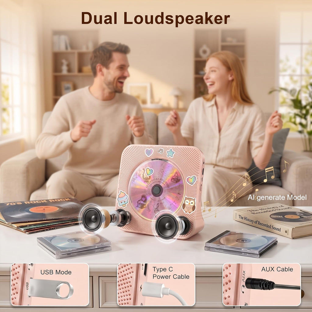 Gueray CD Player Portable Bluetooth Desktop CD Players for Home