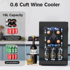 Electactic 48 Can Beverage Refrigerator,12 Bottle Wine Cooler with Seamless Stainless Steel & Glass Door, Digital Temperature Display, Countertop Mini Fridge for Soda, Wine or Beer, Silver