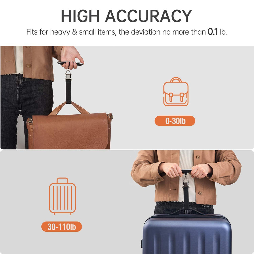 FREETOO Luggage Scale with Tare Function 110 Lb/ 50Kg Capacity, Black