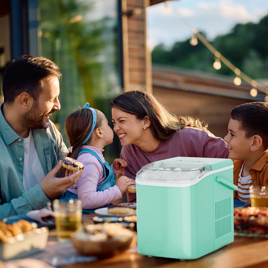 NEWBULIG Countertop Ice Maker Machine with Handle, Portable Ice Maker