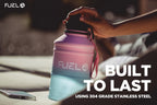 Fuel24 Stainless Steel Jug - 1.3 or 2.2 Litre Water Bottle - Extra Strong, BPA Free, Leak Proof - Large Gym Sports Bottle, 1.3L, 2.2L, Metal Bottle - Colour Options