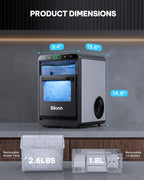 Silonn Ice Maker Countertop, 9 Cubes Ready in 6 Mins, 26lbs in 24Hrs, Self-Cleaning Ice Machine with Ice Scoop and Basket, 2 Sizes of Bullet Ice for Home Kitchen Office Bar Party