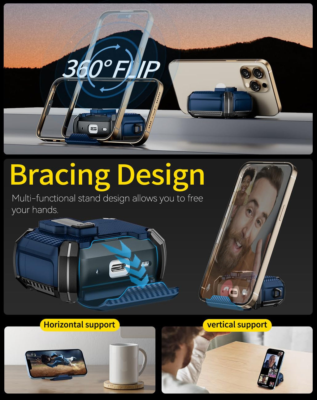 Pohgelan Compatible with AirPods Pro 2nd/1st Case (Blue)