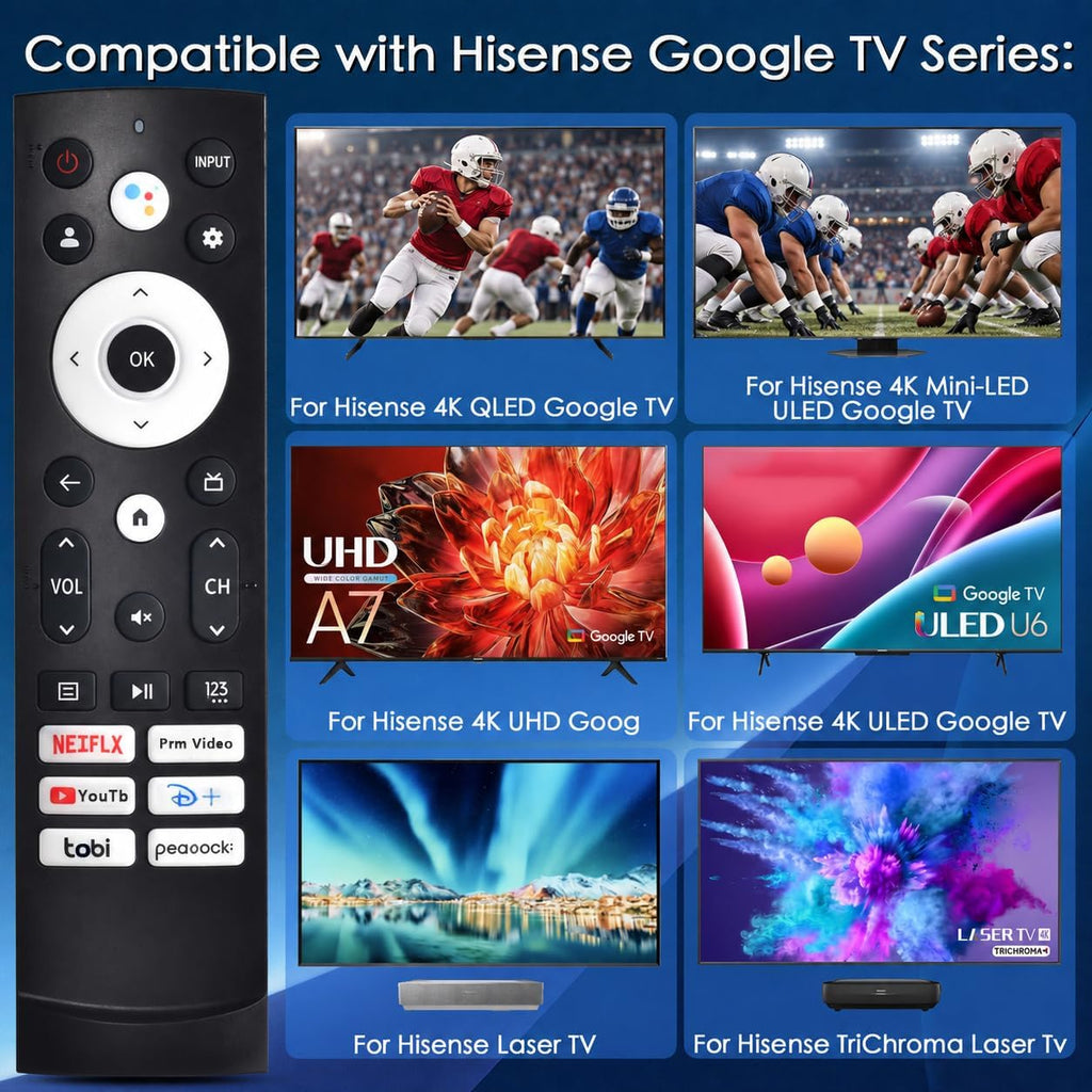 Replacement for Hisense Smart Google TV Voice Remote Control