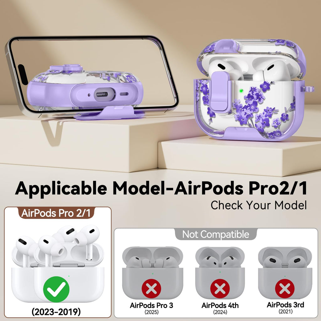 for AirPods Pro 2nd/1st Case (2023-2019)-Purple Bell Flower