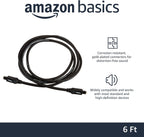 Amazon Basics Toslink Digital Optical Audio Fiber Optic Cable, Multi-Channel, for Sound Bar, Audio System, Home Theatre, Game Console, Blu-Ray Player, Gold-Plated Connectors, 6 Foot, Black