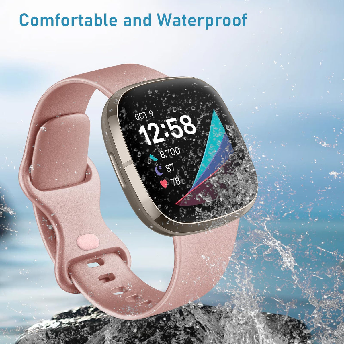 AK Straps for Fitbit Sense 2/Fitbit Sense/Fitbit Versa 4/Fitbit Versa 3 Straps for Women Men,Silicone Sport Classic Soft Replacement Straps Compatible with Fitbit Versa 3/Versa 4/Sense/Sense 2