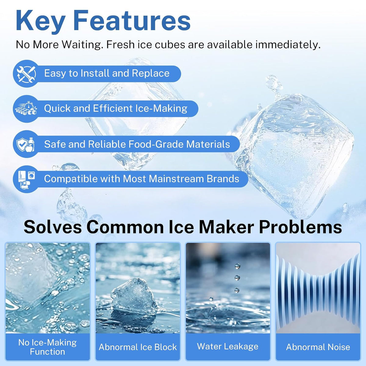 2198597 Ice Maker, 185W 115V 60Hz, Fit for Whirlpool, Maytag
