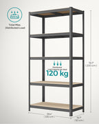 SONGMICS 5-Tier Heavy-Duty Shelving Units, Set of 2, Boltless Assembly