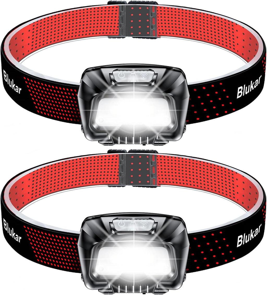 Blukar Head Torch Rechargeable, [2 Pack] 2000L Super Bright LED Headlamp