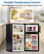3.2 Cu Ft Mini Fridge with Freezer, Single Door Upright Freezer