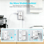3 Pack Surge Protector Outlet Extender, 6 Outlet Splitter with 4 USB Ports (2 USB C), Multi Plug Wall Outlet 1050J Power Strip, USB Wall Charger for Home Office Kitchen Travel-ETL