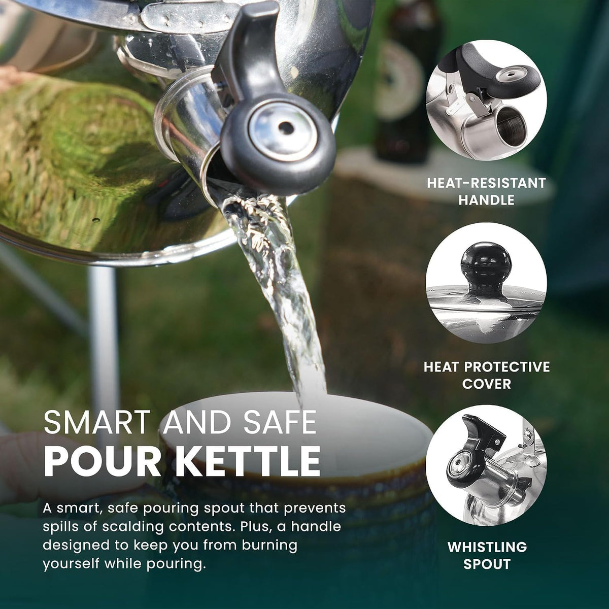 GREEN HAVEN Camping Stove Bundle – Portable Gas Stove, Camping Kettle & 4 Butane Gas Canisters | 2100W Gas Cooker with Carry Case | EN417 | Camping Gas Stove with Auto-Ignition, Adjustable Flame