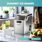 EUHOMY Ice Cube Maker Machine Countertop, 45Lbs/Day, 24Pcs Cubes/13 Mins