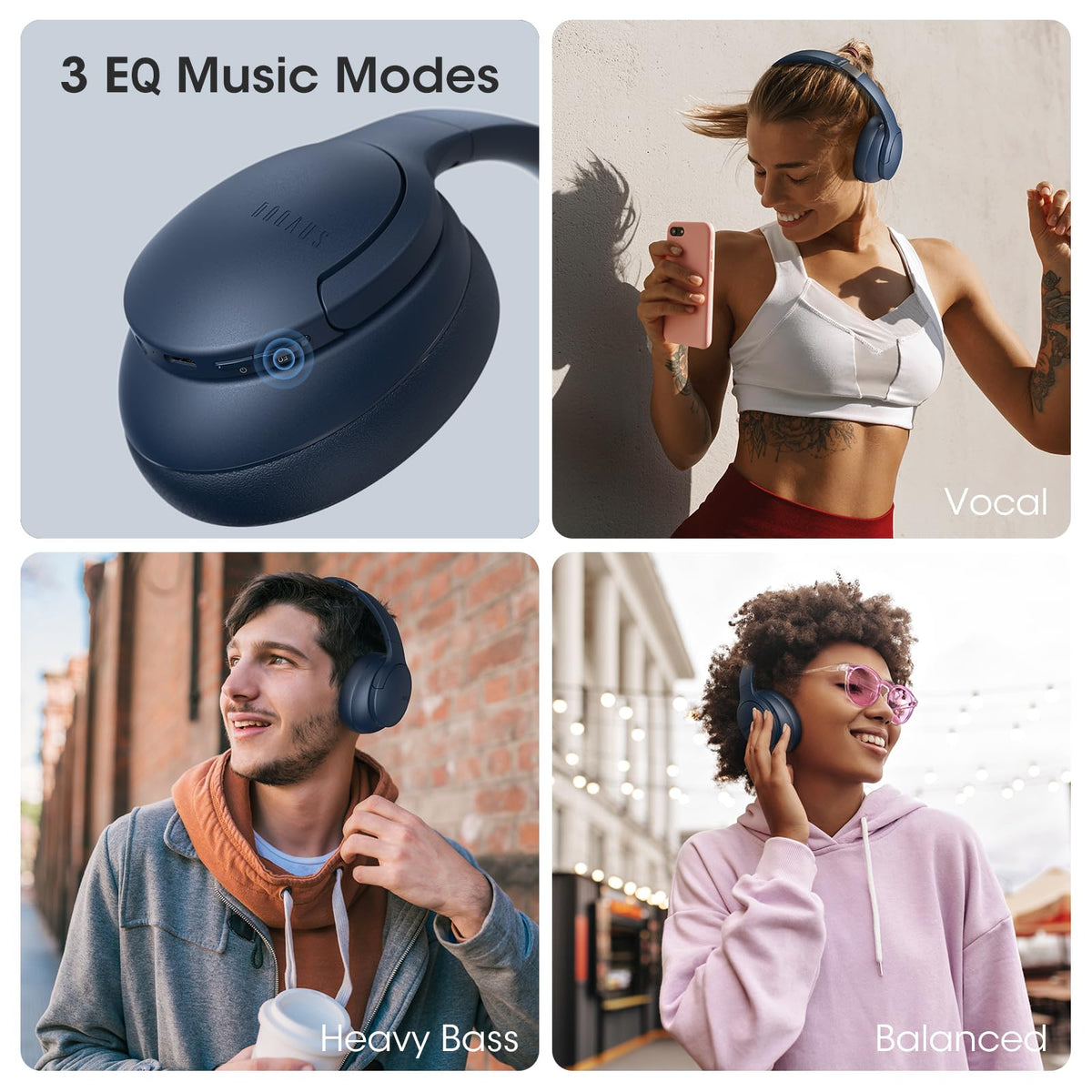 DOQAUS Bluetooth Headphones Over Ear, Headphones Wireless with 90H Playtime