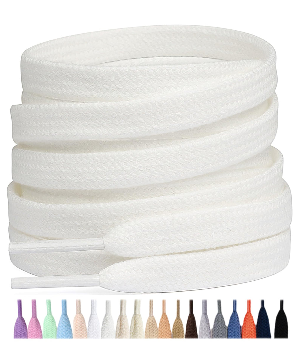 Stepace 2 Pairs Cotton Flat Shoe Laces 8mm Wide Shoelaces for Sneaker