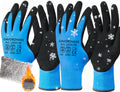 2 Pairs Waterproof Thermal Winter Work Gloves Polar Fleece Liner Superior Grip Double Latex Coating for Garden Logistics Warehousing in Cold Weather Outdoor Activities
