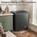4.0 Cu.Ft Chest Freezer - 7-Temp Adjustable Deep Freezer, Ultra Quiet, Energy Saving, Removable Basket, Compact Small Deep Freezer for Apartments/Garage/Office/Kitchen, Gray