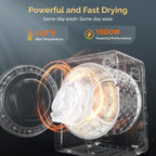 ROVSUN 110V Portable Clothes Dryer, High End Laundry Front Load Tumble Dryer Machine with Stainless Steel Tub & Simple Control Knob for Apartment, Dorm-850W, White