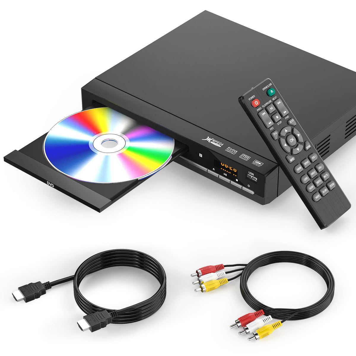 DVD Players for TV with HDMI,Plays All Regions and Formats,CD Players for Home,Support 1080P Video/CD/DVD/VCD/JPEG/USB, Remote, HDMI and RCA Cables Included (2026 New Model)