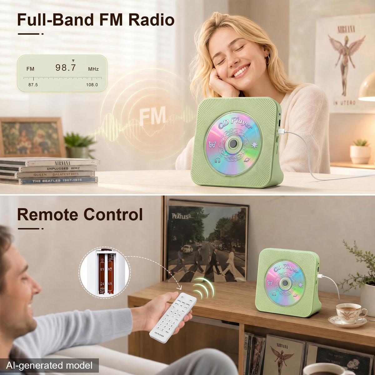 Gueray CD Player Portable Bluetooth Desktop CD Players for Home