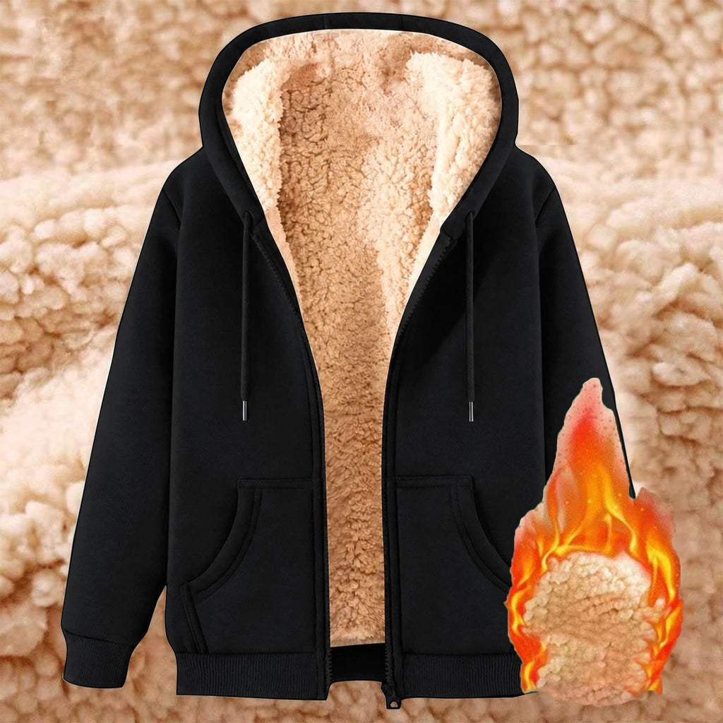 Teddy Fleece Mens Hoodies Sherpa Lined Fuzzy Jacket with Pockets Full Zip Hooded Adjustable Sweatshirts Winter Warm Jumper Coat Outwear Thermal Outfits Clothing