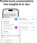 Pocket AI Voice Recorder, Auto Transcription, AI Note Taker, Space Grey
