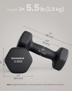 SONGMICS Hex Neoprene Dumbbells, 1/2/3/4/5KG Pair Weights for Fitness Training