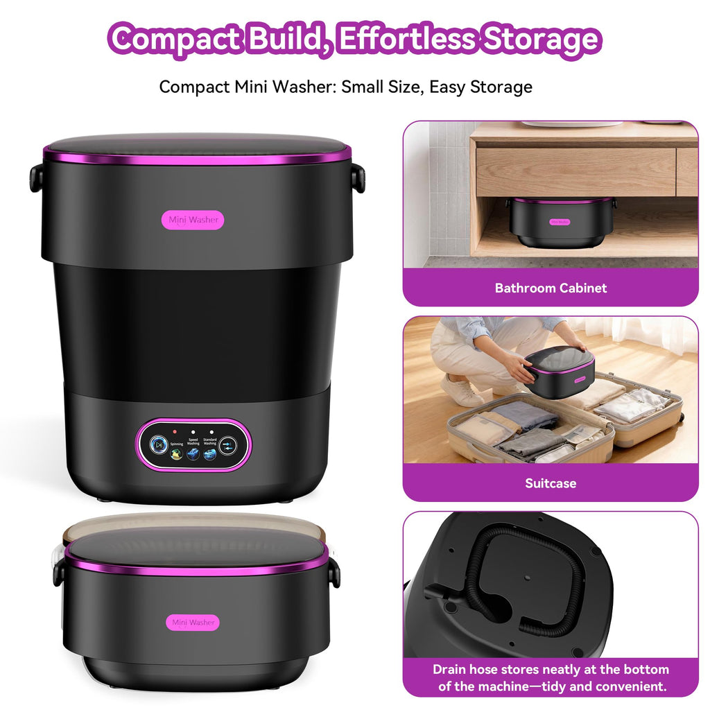 JUJOJB Portable Washing Machine, Folding 20L Mini Washer and Spin-Dryer