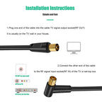Ancable TV Aerial Cable with Coaxial Adapter 5M Black TV Ariel Lead