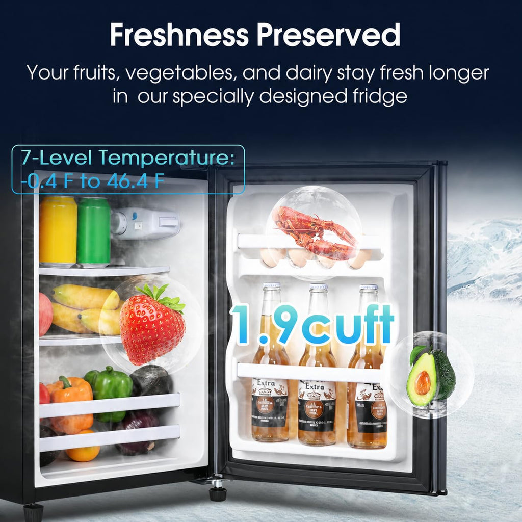 Anypro 4.0 Cu.Ft Fridge with Bottom Freezer, 2 Door Refrigerator with Drawer, 7 Level Temperatures and Adjustable Shelves for Bedroom, Dorm, Office, Apartment, Silver