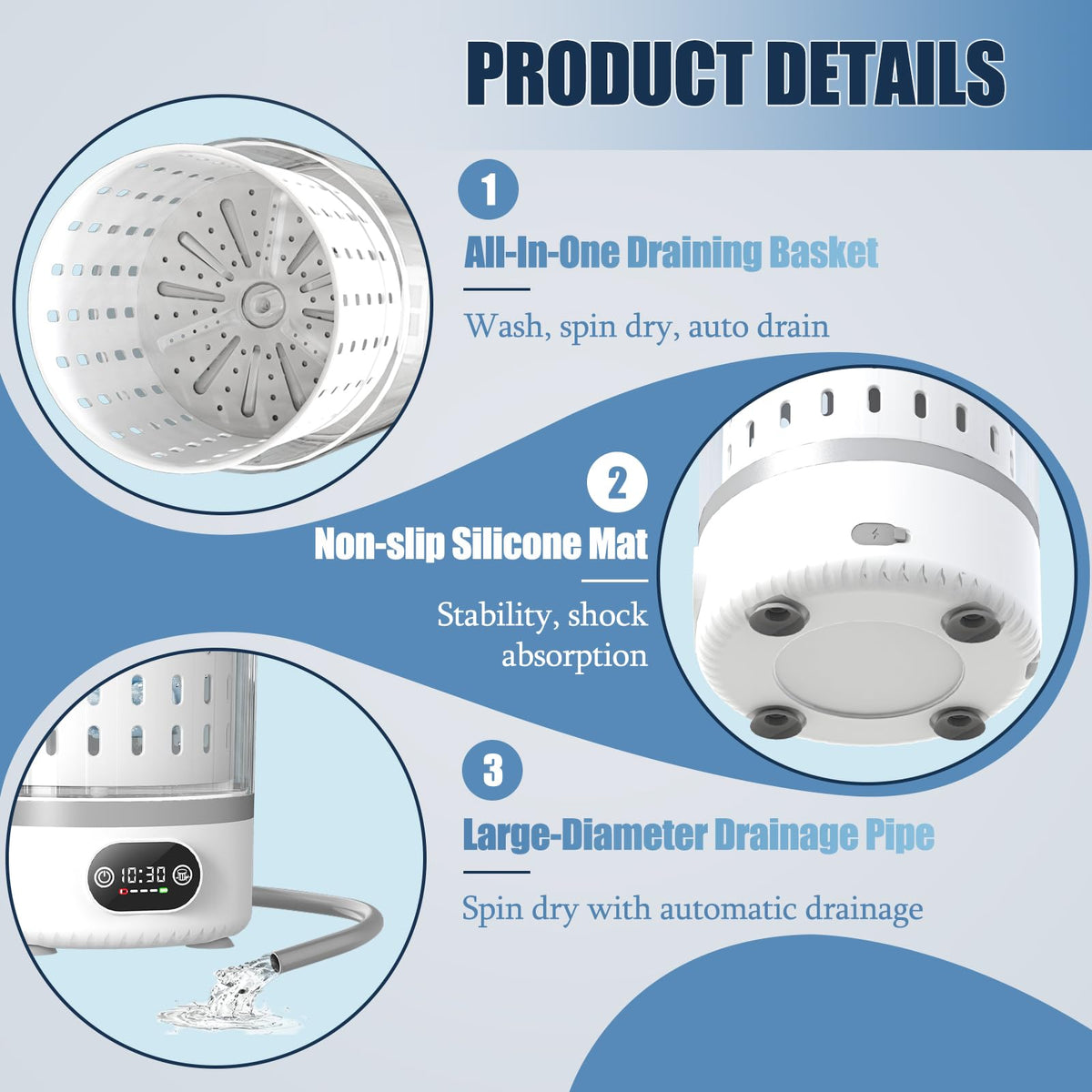Underwear Washing Machine, Upgrade 2.5L Mini Portable Washing Machine, Mini Washer Deep Cleans Small Clothes for Apartment, Dorm, RV, Travel & Hotel Use (White)
