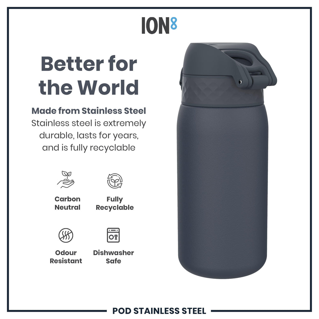 ION8 Lightweight Steel Kids Water Bottle, 400ml/13oz, Purple Unicorns