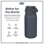 ION8 Lightweight Steel Kids Water Bottle, 400ml/13oz, Purple Unicorns