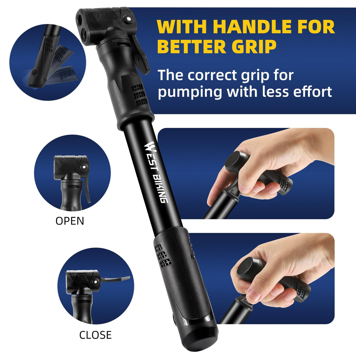 Bicycle Pump Mini Bike Pump Aluminum Alloy Cycle Pump for Presta & Schrader Valve, Portable Lightweight Bike Tyre Pump Fast Tyre Inflation Mini Air Pump For Mountain Road Bike Ball Pump