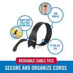 VELCRO Brand Reusable Cable Ties, Cord Management, 6in, Black, 100 Pack
