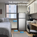 Anypro 4.0 Cu.Ft Fridge with Bottom Freezer, 2 Door Refrigerator with Drawer, 7 Level Temperatures and Adjustable Shelves for Bedroom, Dorm, Office, Apartment, Silver