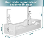 Under Desk Cable Management Tray 2 Pack, No Drill Cable Organizer With Clamp for Standing Desk, Easy to Install Cord Management System, No Damage Wire Organizer