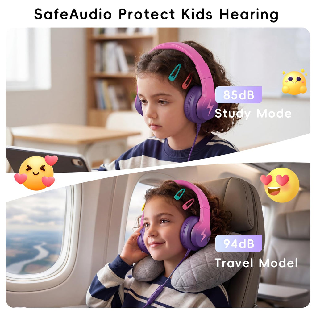 Candy Bila Wired Kids Headphones for School, Over-Ear for Boys Girls