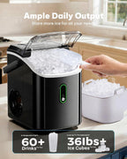 Silonn Ice Maker Countertop, 9 Cubes Ready in 6 Mins, 26lbs in 24Hrs, Self-Cleaning Ice Machine with Ice Scoop and Basket, 2 Sizes of Bullet Ice for Home Kitchen Office Bar Party