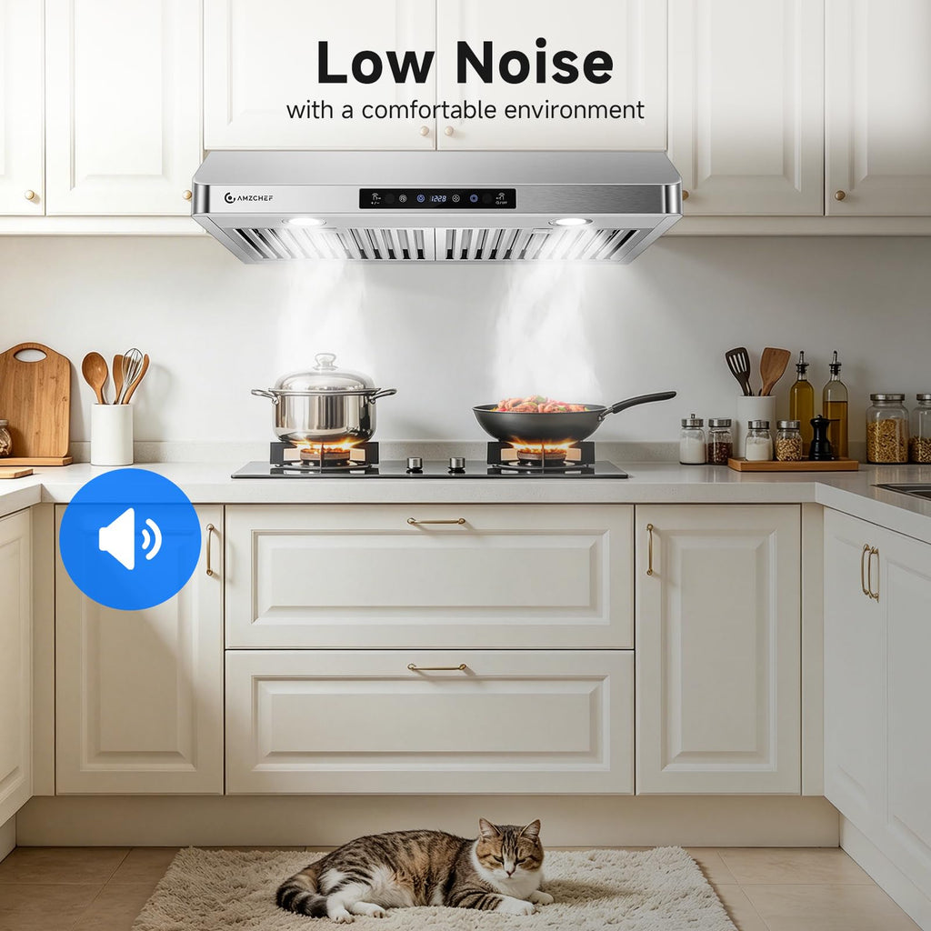 AMZCHEF 30" Under Cabinet Range Hood, 750CFM Stainless Steel Vent Hood
