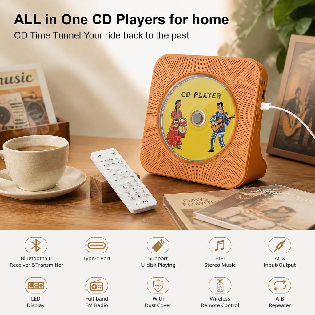Gueray CD Player Portable Bluetooth Desktop CD Players for Home