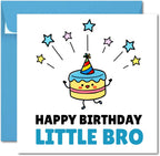 Printperfect - Brother Birthday Card - LITTLE BRO - Birthday Cards for Special Brother and Little Bro - Card for Him - Blue