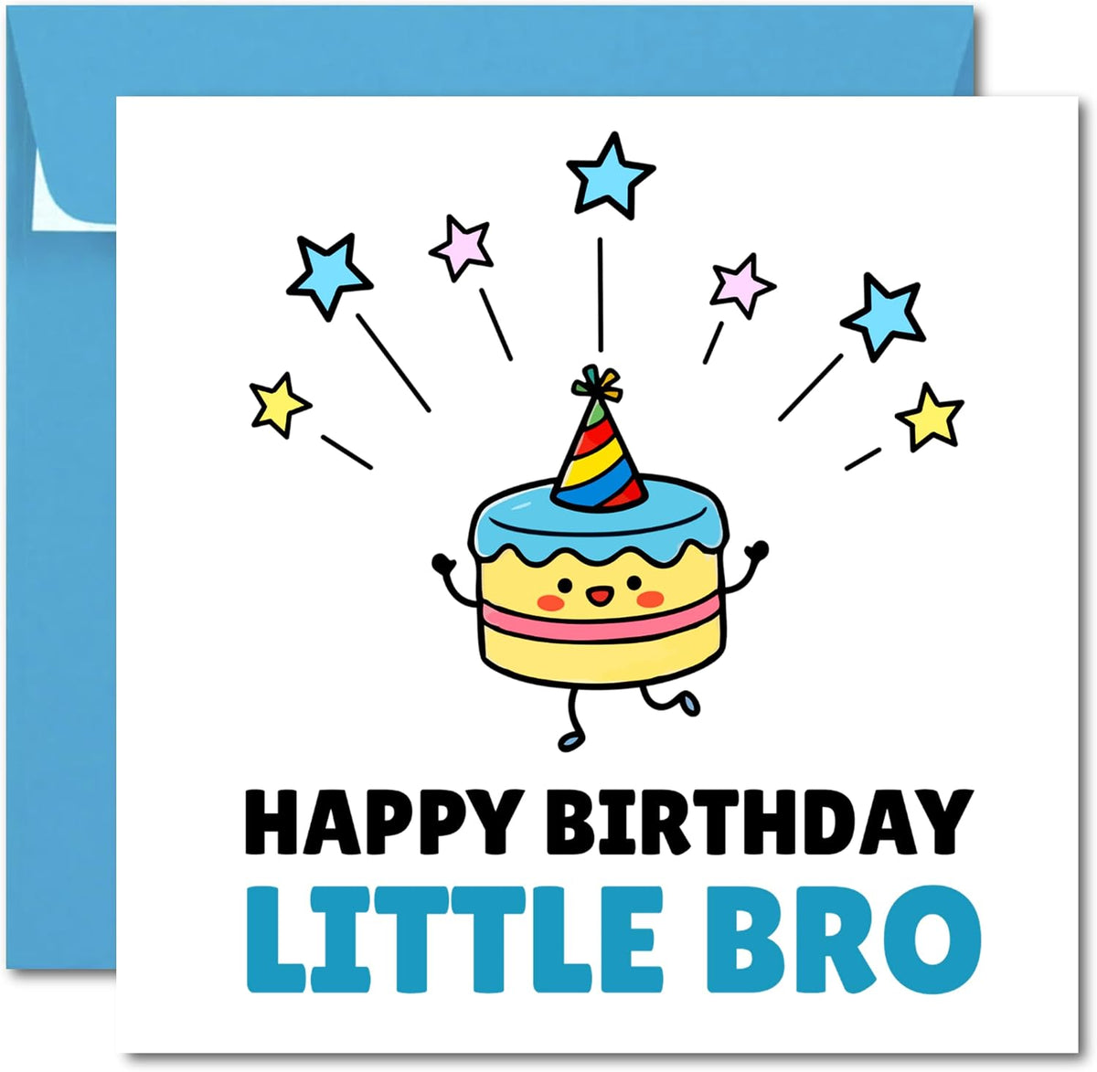 Printperfect - Brother Birthday Card - LITTLE BRO - Birthday Cards for Special Brother and Little Bro - Card for Him - Blue
