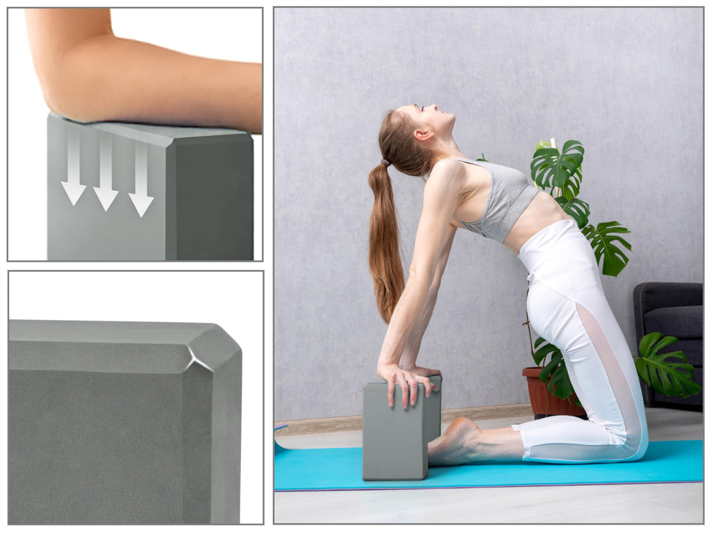 EXERZ Yoga Blocks 2pcs Gym Bricks -Comfortable Fitness Yoga Bricks, Anti-Slip, Lightweight and Travel Friendly Pilates Practice